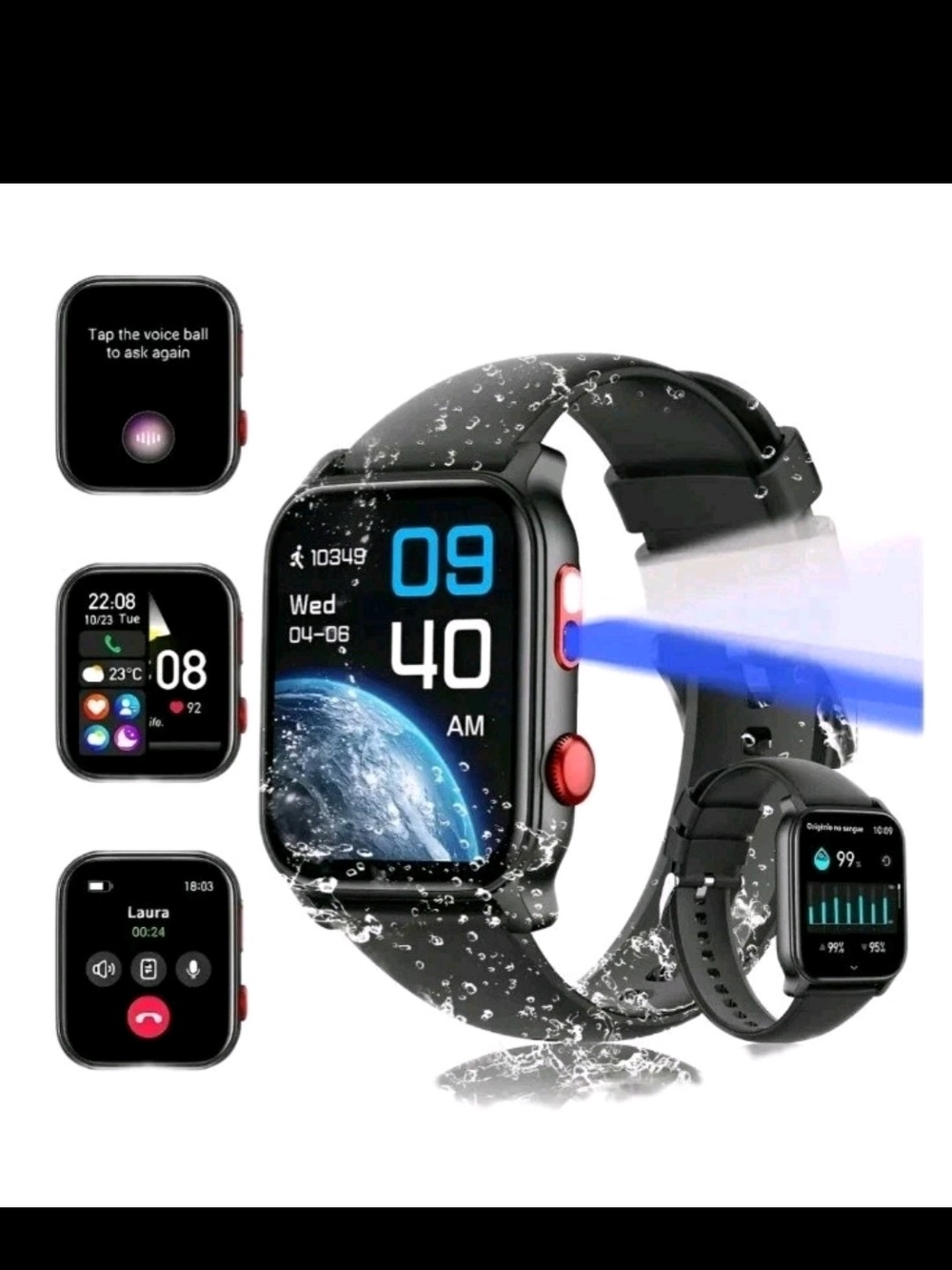 Hancdon HT23 Black Sport Smartwatch Fit Tracker iOS Android